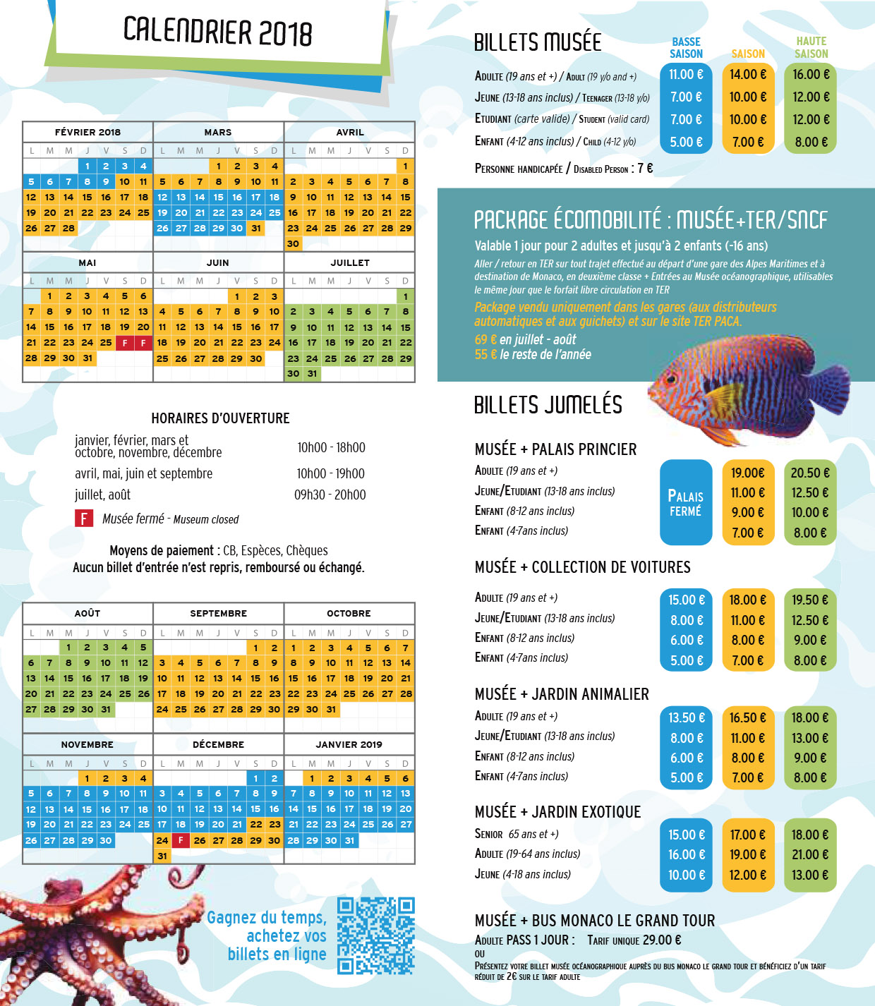 Prices 2018 for the Oceanographic Museum of Monaco